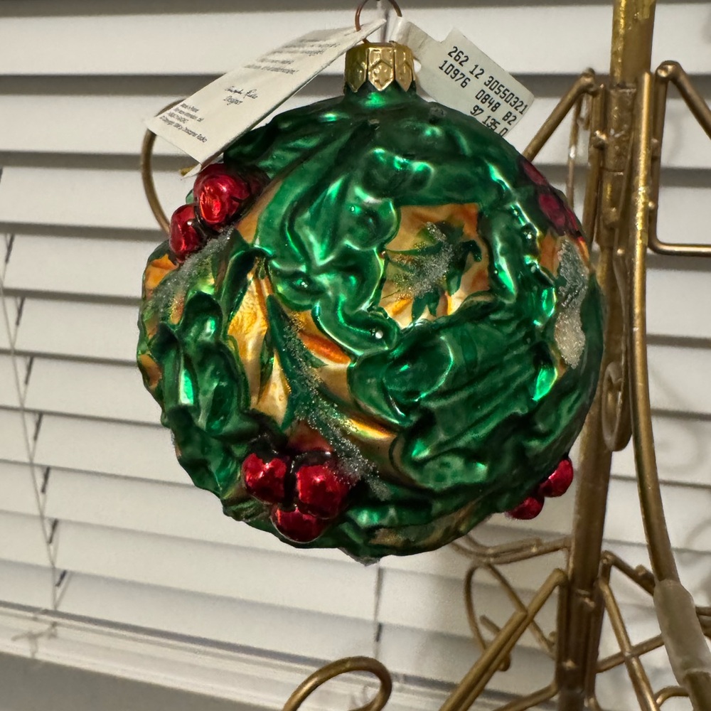 Christopher Radko 4 in Holly Frost Ball Ornament NWT